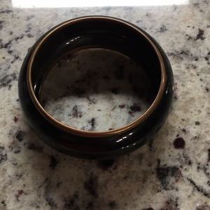 Black gold enamel chunky bangle bracelet heavy